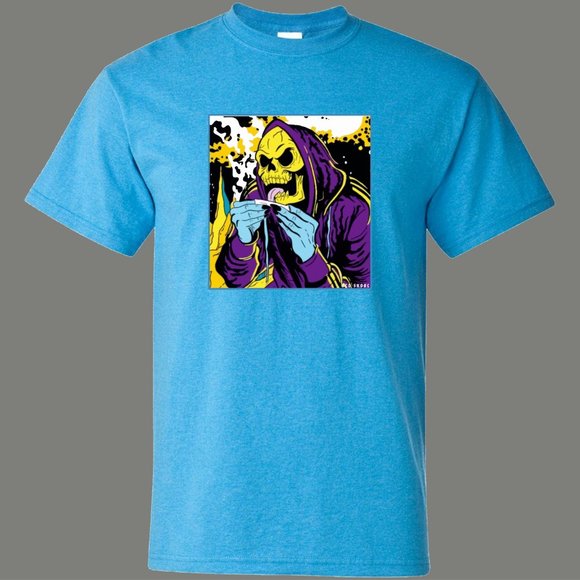 80S TV SKELETON ROLLING A DOOBIE 420 LIFE SHIRT - Picture 1 of 3